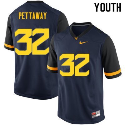 Youth West Virginia Mountaineers NCAA #32 Martell Pettaway Navy Authentic Nike Stitched College Football Jersey EI15T83CO